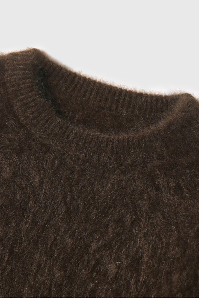 Italian-Made Brushed Cashmere Crewneck Sweater  Fibflx