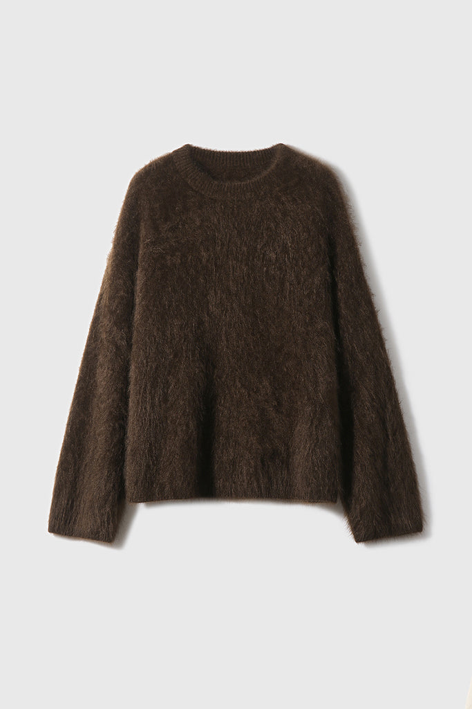 Italian-Made Brushed Cashmere Crewneck Sweater  Fibflx