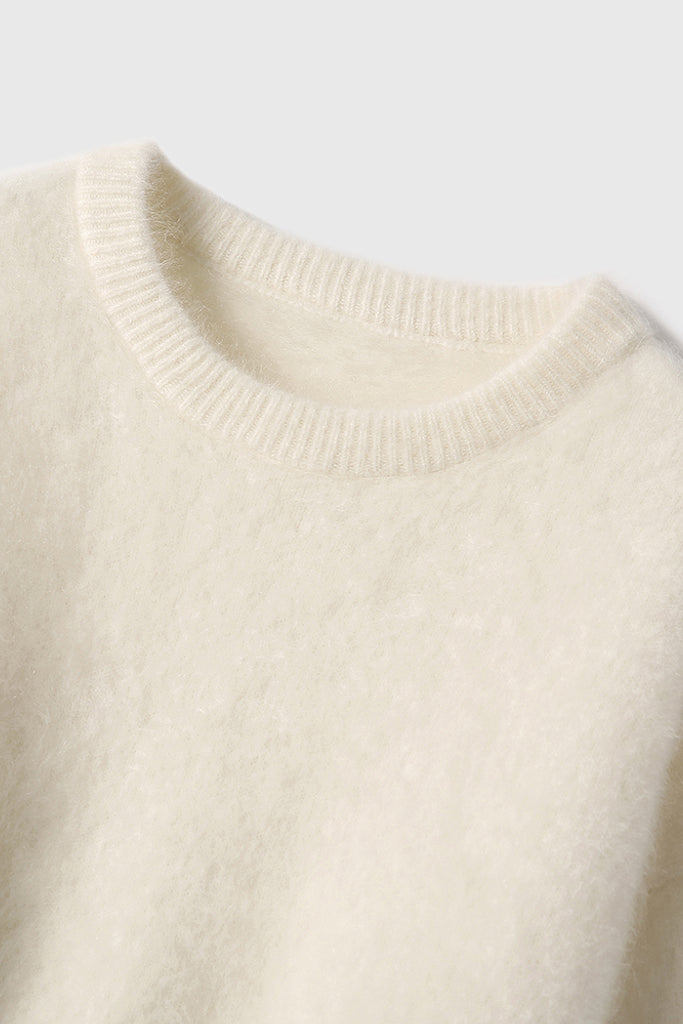 Italian-Made Brushed Cashmere Crewneck Sweater  Fibflx