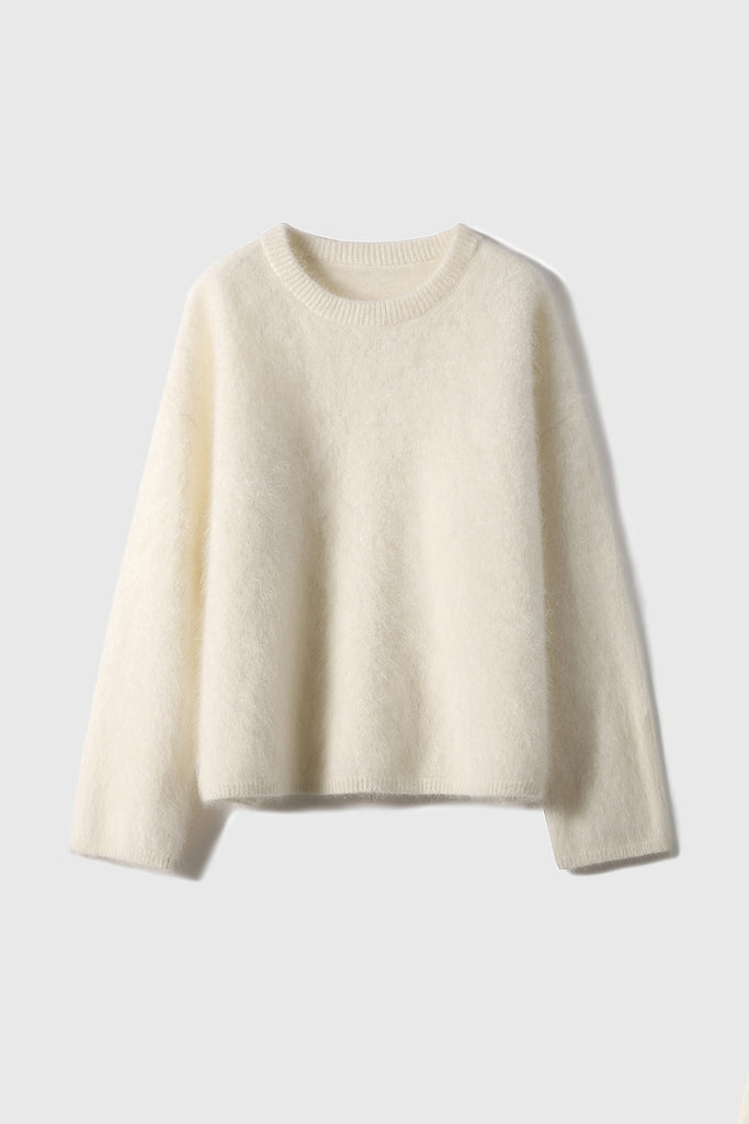 Italian-Made Brushed Cashmere Crewneck Sweater  Fibflx