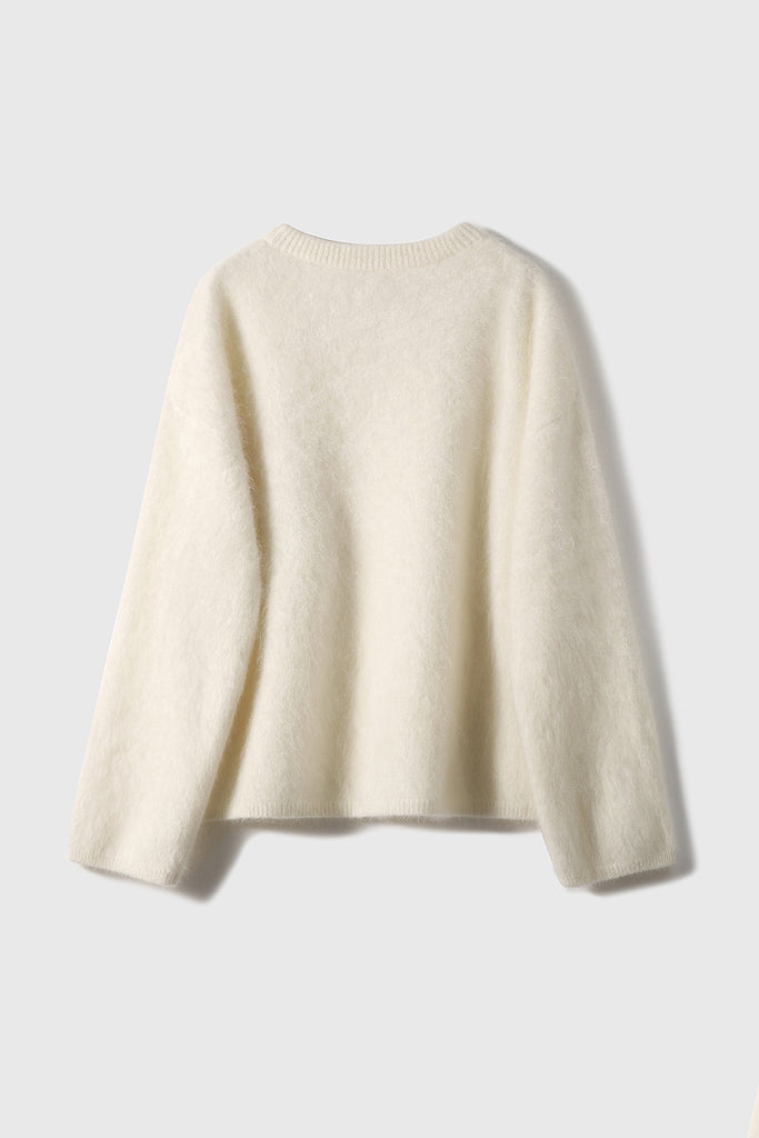 Italian-Made Brushed Cashmere Crewneck Sweater  Fibflx