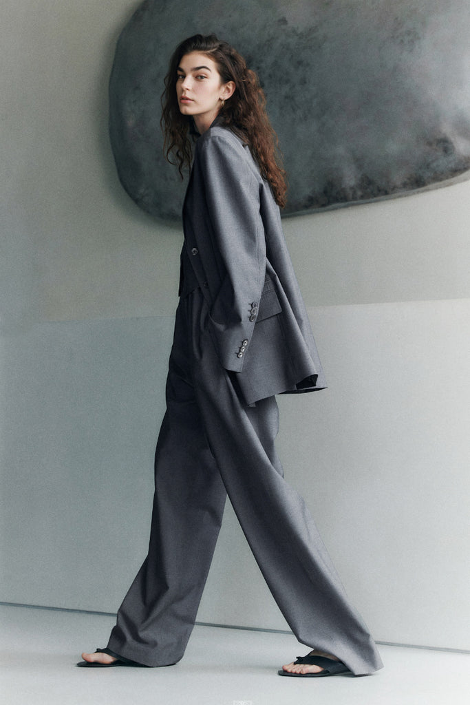 Italian Oversized Wool-Monhair Blend Blazer  Fibflx