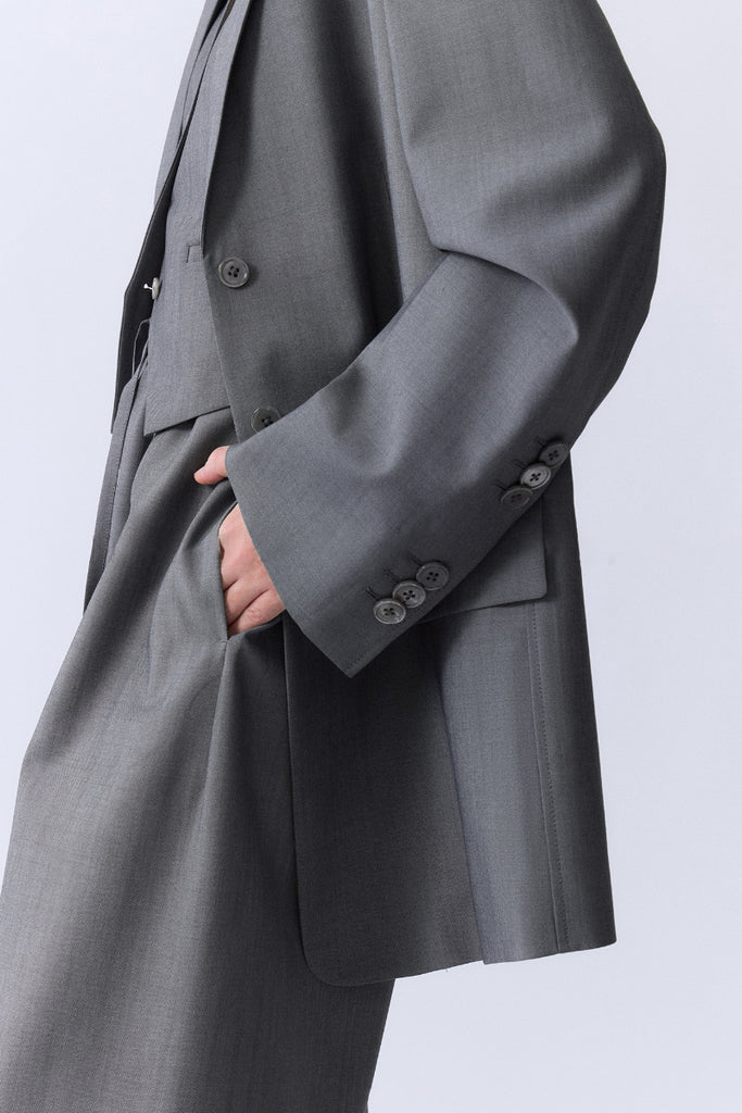 Italian Oversized Wool-Monhair Blend Blazer  Fibflx