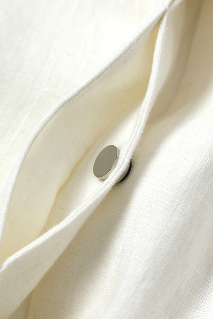 Italian Solbiati Linen Button-Up Jacket with Beaded Collar  Fibflx