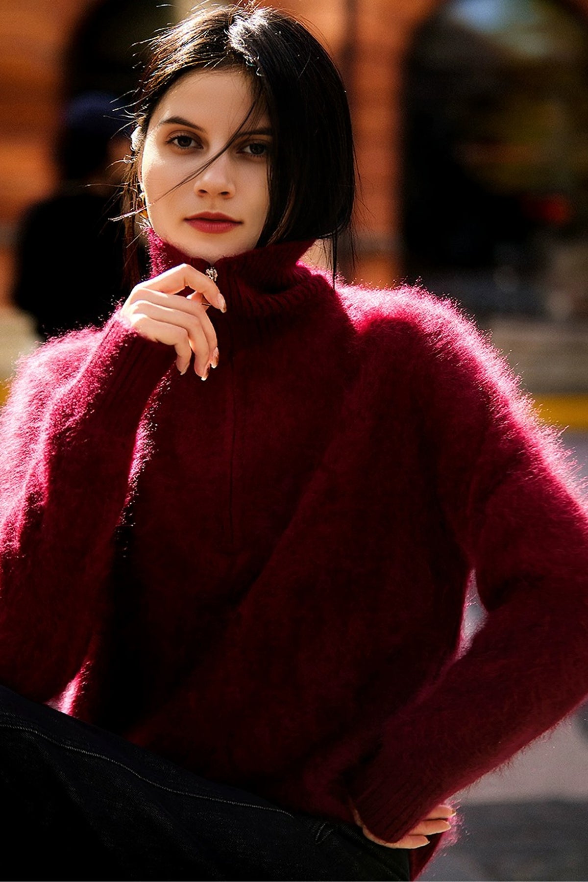 Brushed Cashmere Collection | Pullover, Cardigan & Dress in Black 