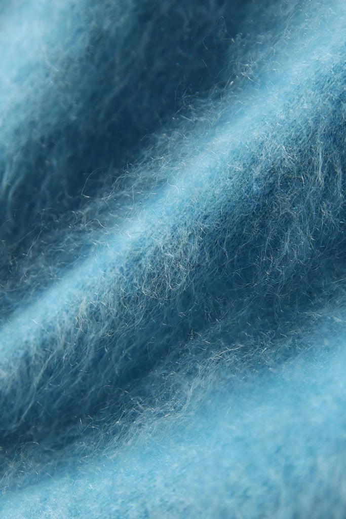 Italian-Spun Brushed Cashmere Seamless Knit Crewneck Sweater  Fibflx