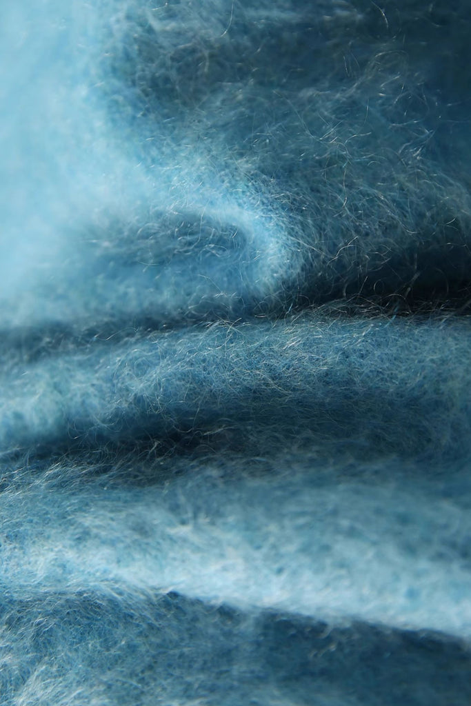 Italian-Spun Brushed Cashmere Seamless Knit Crewneck Sweater  Fibflx