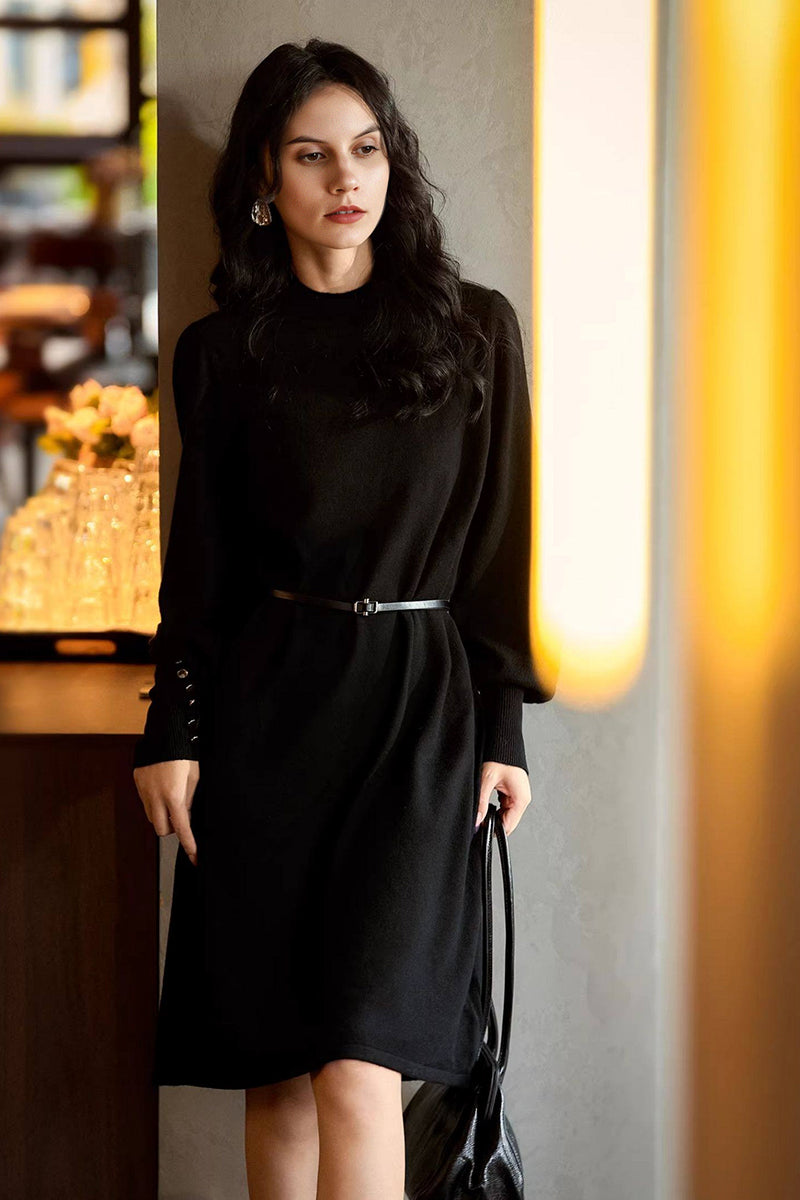 cashmere midi sweater dress Quince Women's Mongolian Cashmere Turtleneck Midi Sweater Dress, Charcoal, Size XS