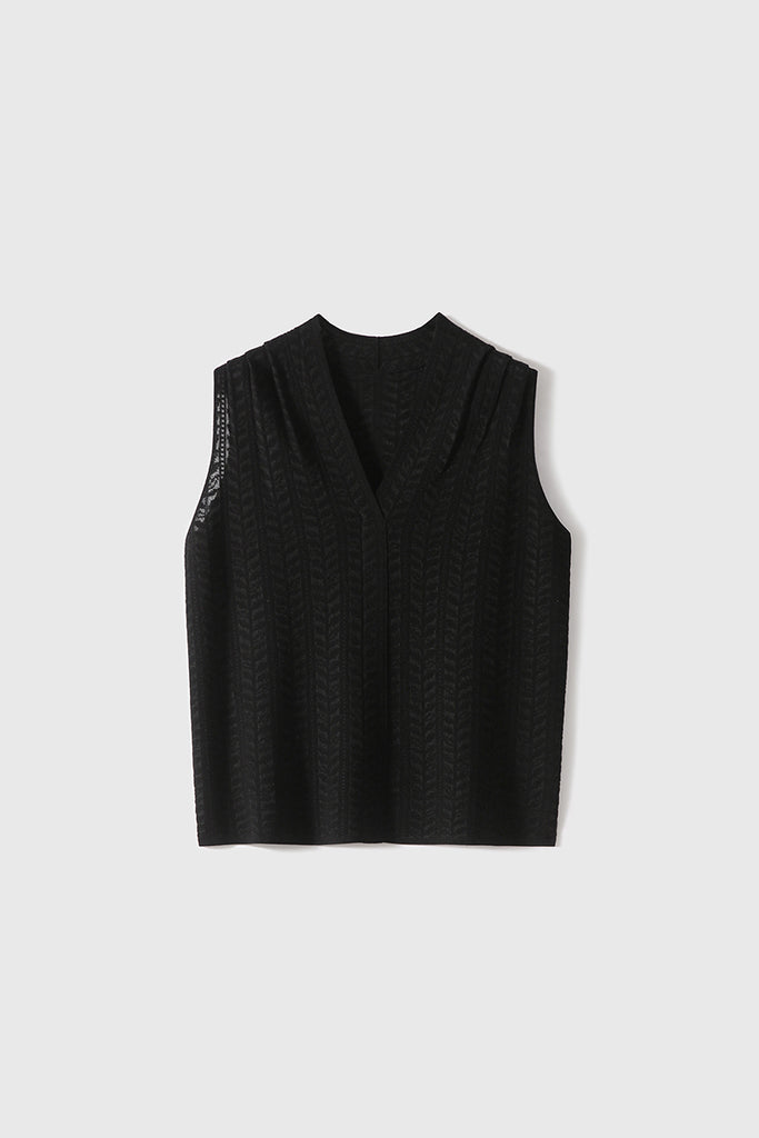 Jacquard Silk-Blend Fine-Knit Tank Top Black / M Fibflx