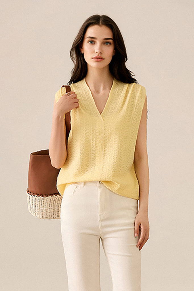 Jacquard Silk-Blend Fine-Knit Tank Top - Fibflx