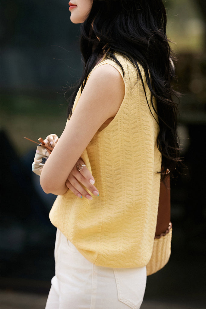 Jacquard Silk-Blend Fine-Knit Tank Top  Fibflx