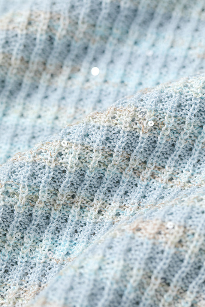 Japanese Cotton-Linen Sequin Short-Sleeve Crewneck Sweater  Fibflx