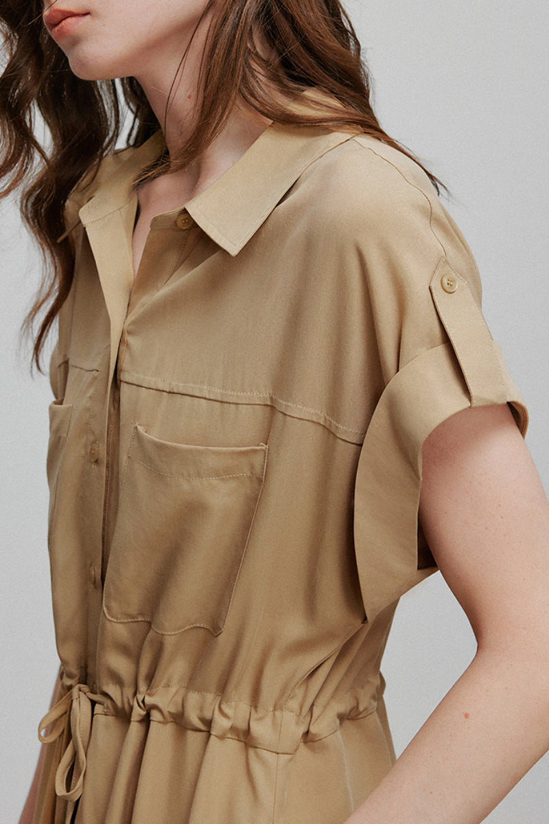 shirt dress khaki Fibflx Women's Cap-Sleeve Midi With Belt Style # Colour:SILVER hem:SCALLOPED Knit Strapeless Stripe Tube