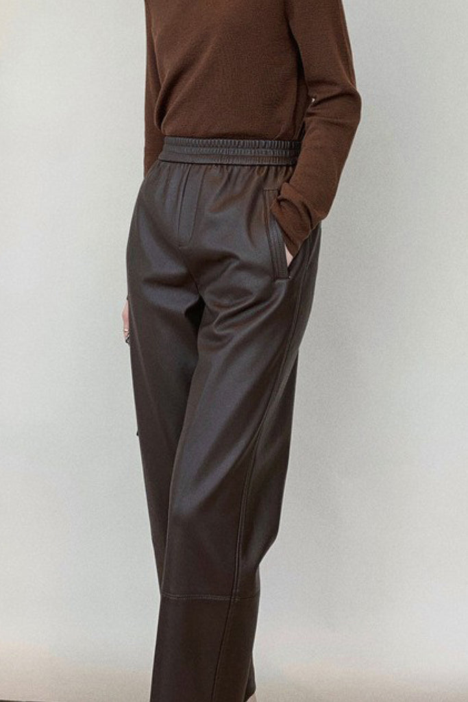 Lambskin Leather Cropped Pull-On Pants  Fibflx