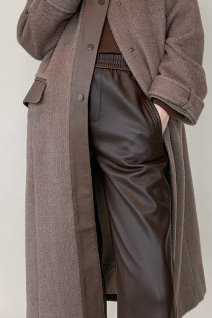 Lambskin Leather Cropped Pull-On Pants  Fibflx