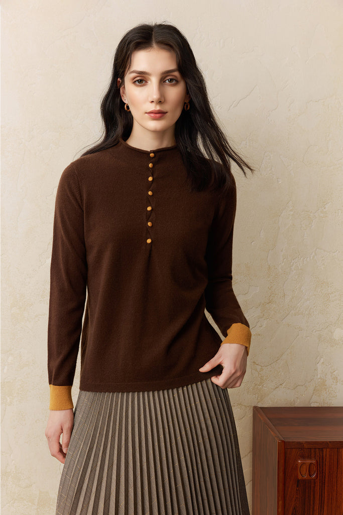 Lightweight Cashmere Fine-Knit Mock Neck Sweater  Fibflx
