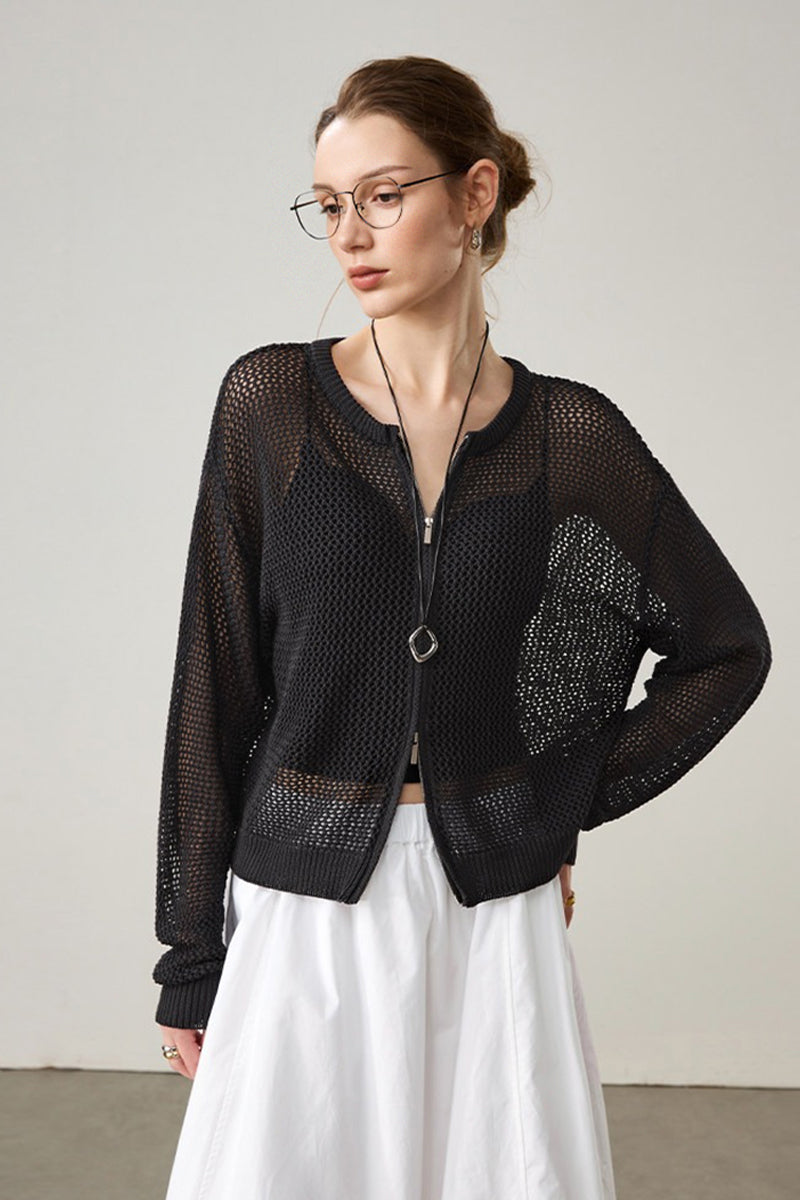 Crochet Cardigan Jumper | Lightweight Double Zip Cardigan | Fibflx