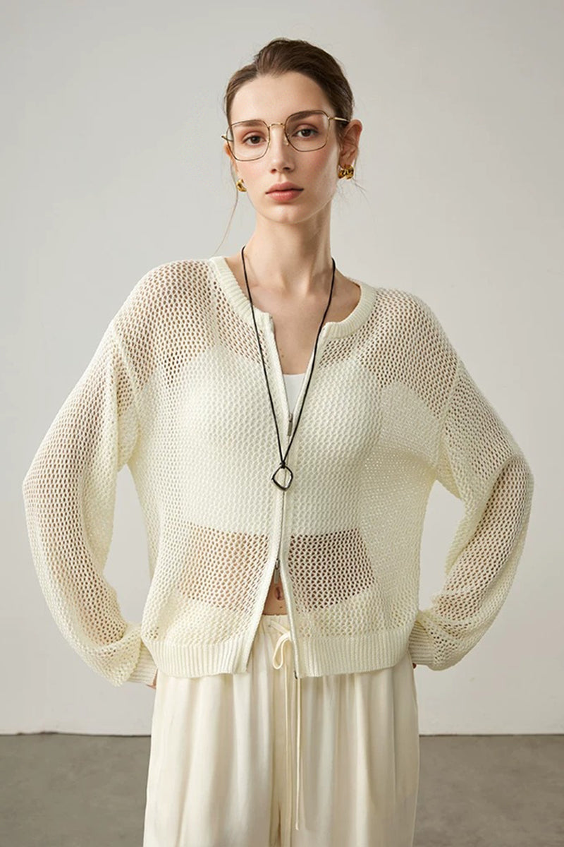 Crochet Cardigan Sweater | Lightweight Double Zip Cardigan | Fibflx
