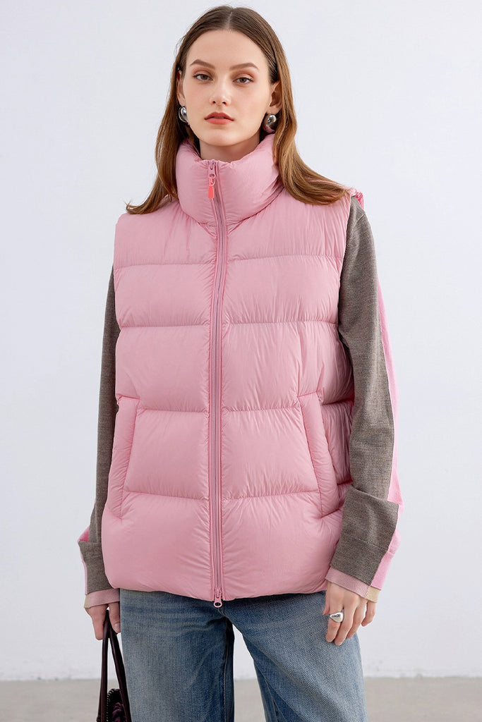Lightweight Down Puffer Double-Zip Vest Cupcake Pink / M Fibflx
