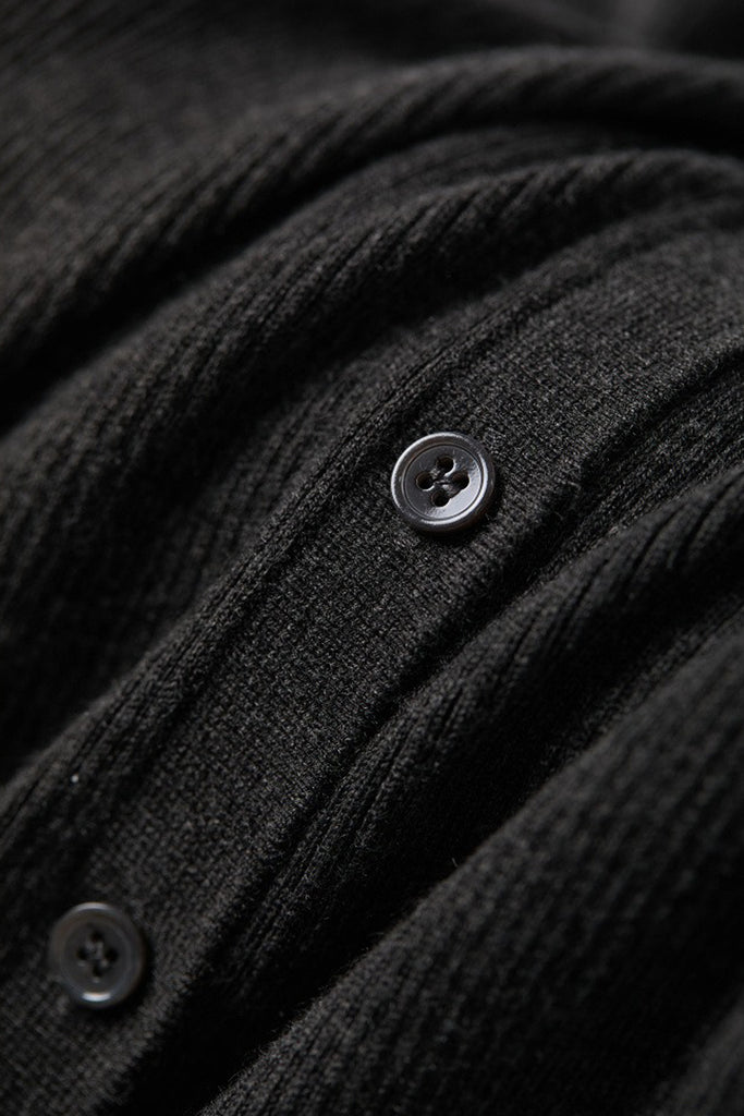 Lightweight Wool-Blend Fitted Polo Cardigan Sweater  Fibflx