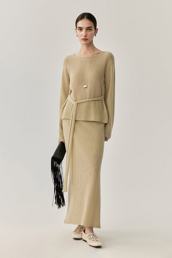 Lightweight Wool Open Knit Crewneck Sweater  Fibflx