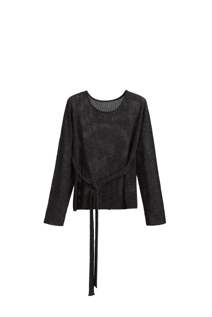 Lightweight Wool Open Knit Crewneck Sweater Still Grey / M Fibflx