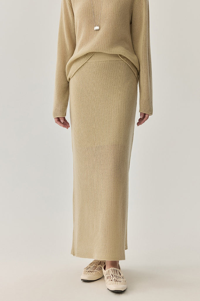 Lightweight Wool Open Knit Sweater Skirt - Fibflx