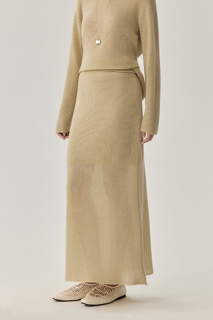 Lightweight Wool Open Knit Sweater Skirt  Fibflx