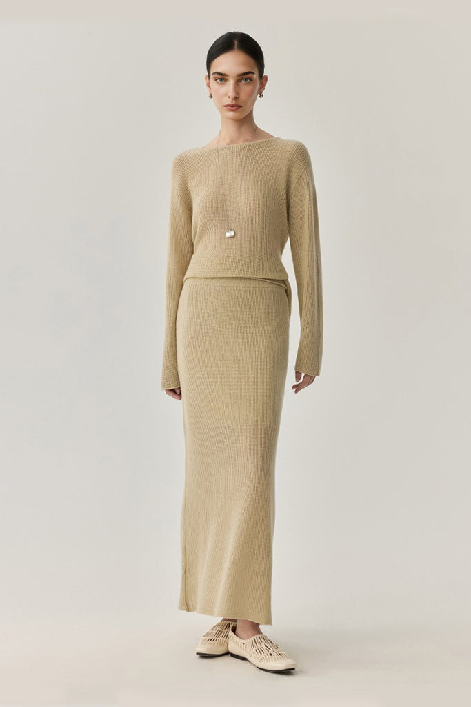 Lightweight Wool Open Knit Sweater Skirt  Fibflx