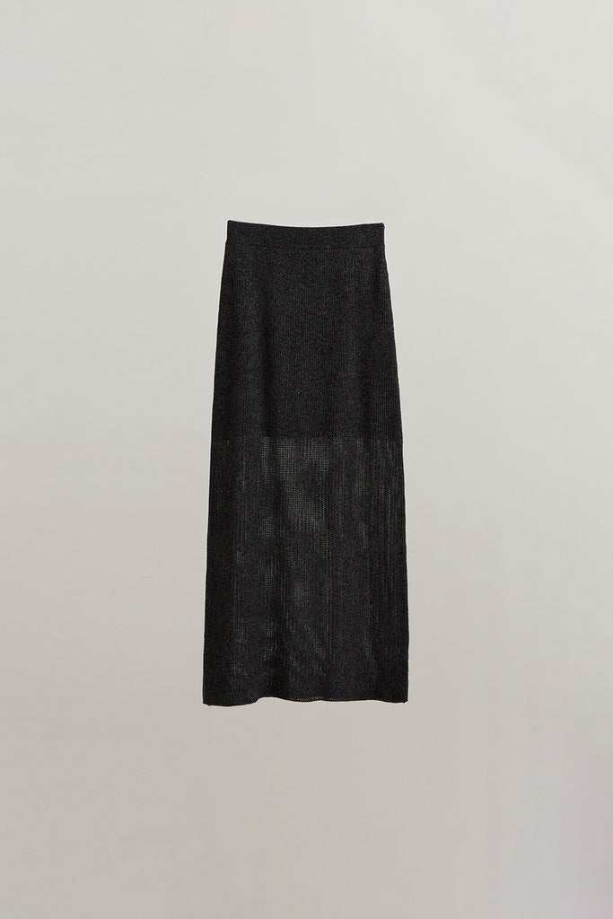 Lightweight Wool Open Knit Sweater Skirt Still Grey / M Fibflx