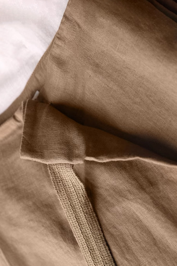 Linen Side-Tie Wide-Leg Pleated Pants  Fibflx