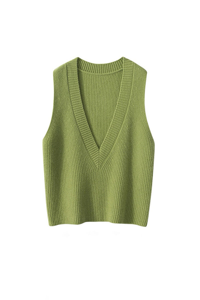 Fibflx Women's Luxe Cashmere Deep V-Neck Sweater Vest