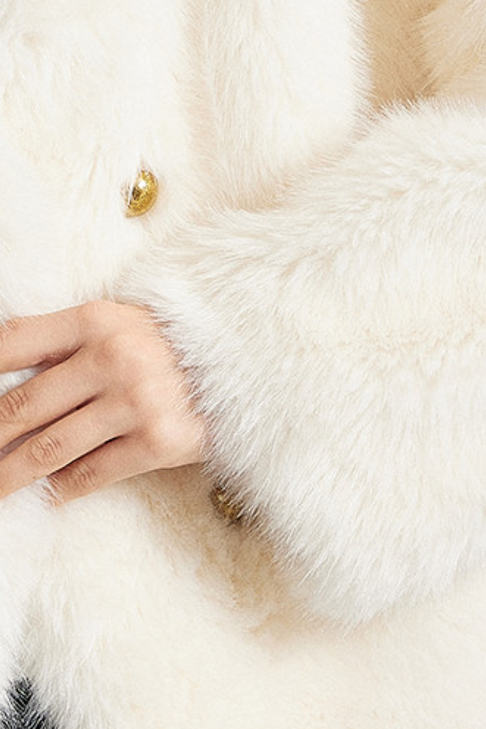 Fibflx Women's Luxe Cropped Collarless Faux Fur Jacket