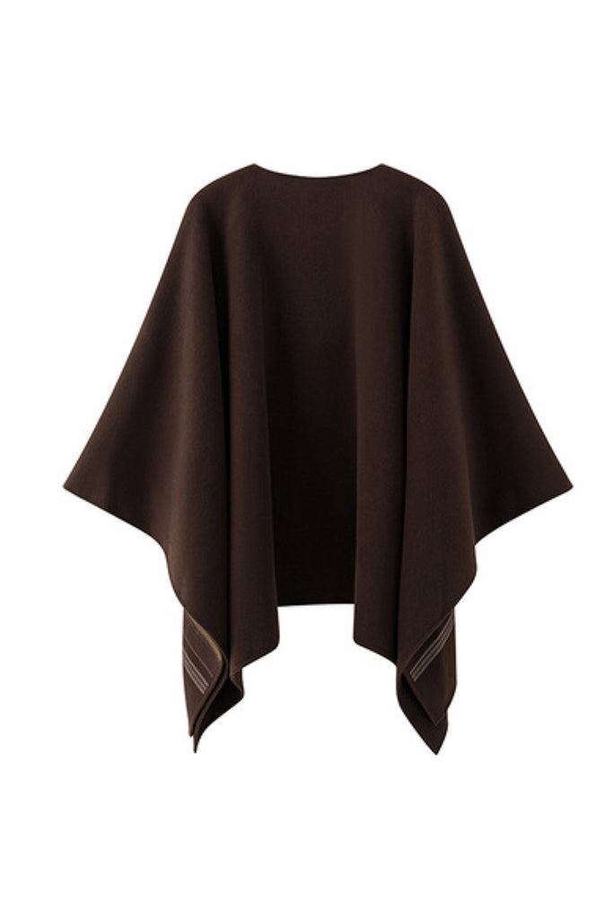 Luxe Embroidered Wool-Cashmere Double-Faced Cape  Fibflx