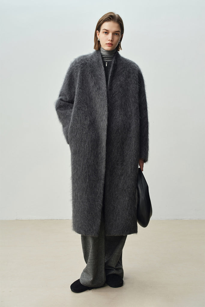 Luxe Handmade Brushed Wool Belted Wrap Coat  Fibflx