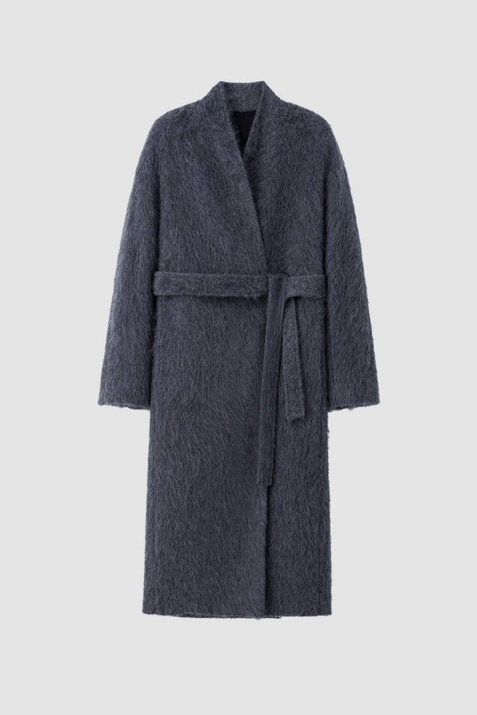 Luxe Handmade Brushed Wool Belted Wrap Coat  Fibflx