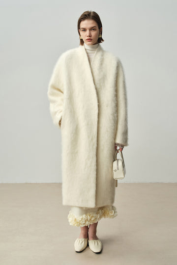 Luxe Handmade Brushed Wool Belted Wrap Coat  Fibflx