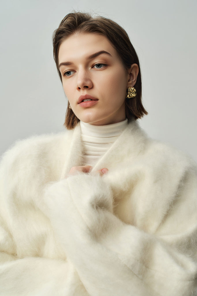 Luxe Handmade Brushed Wool Belted Wrap Coat  Fibflx