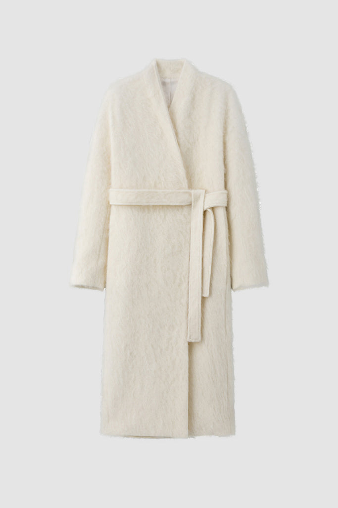 Luxe Handmade Brushed Wool Belted Wrap Coat  Fibflx