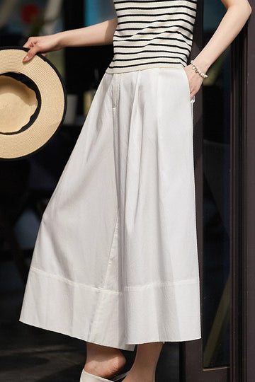 Lyocell Pleated Cropped Wide-Leg Pants - Fibflx