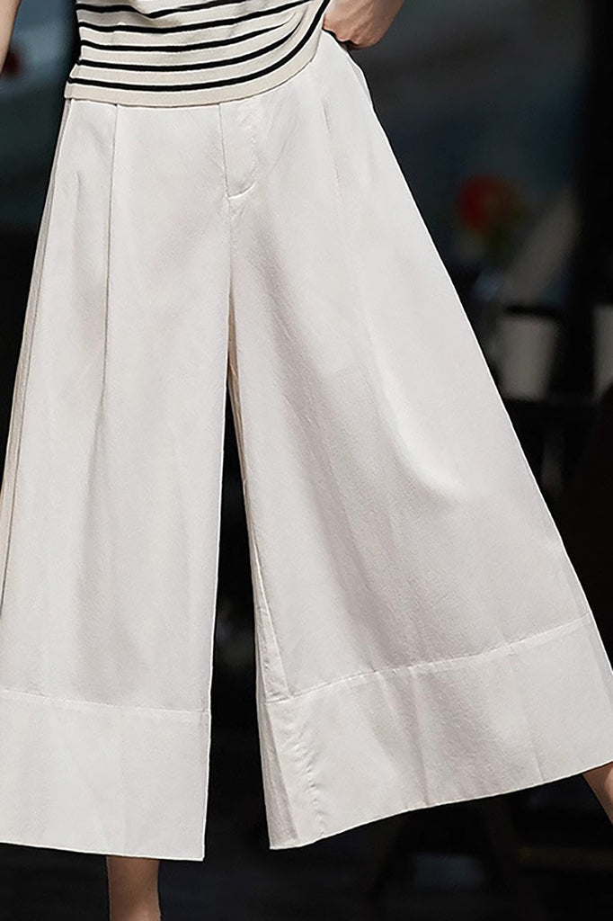 Lyocell Pleated Cropped Wide-Leg Pants  Fibflx