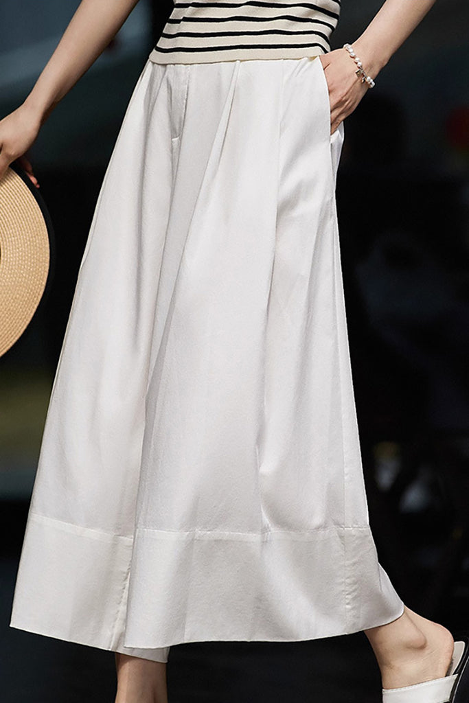 Lyocell Pleated Cropped Wide-Leg Pants  Fibflx