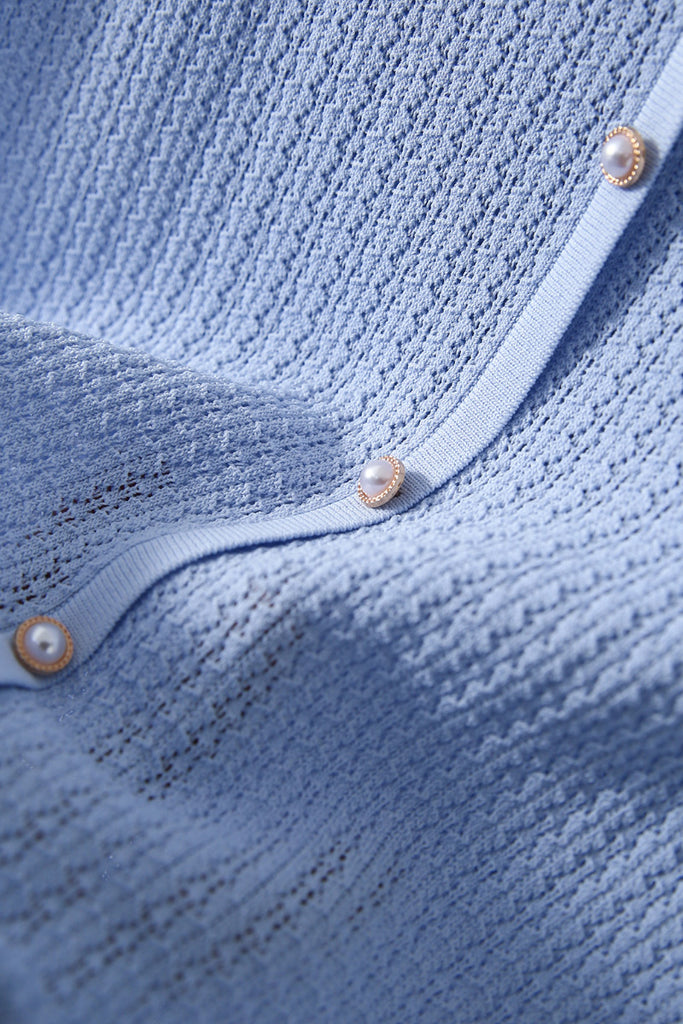 Machine Washable Silk Blend Short-Sleeve Knit Top  Fibflx