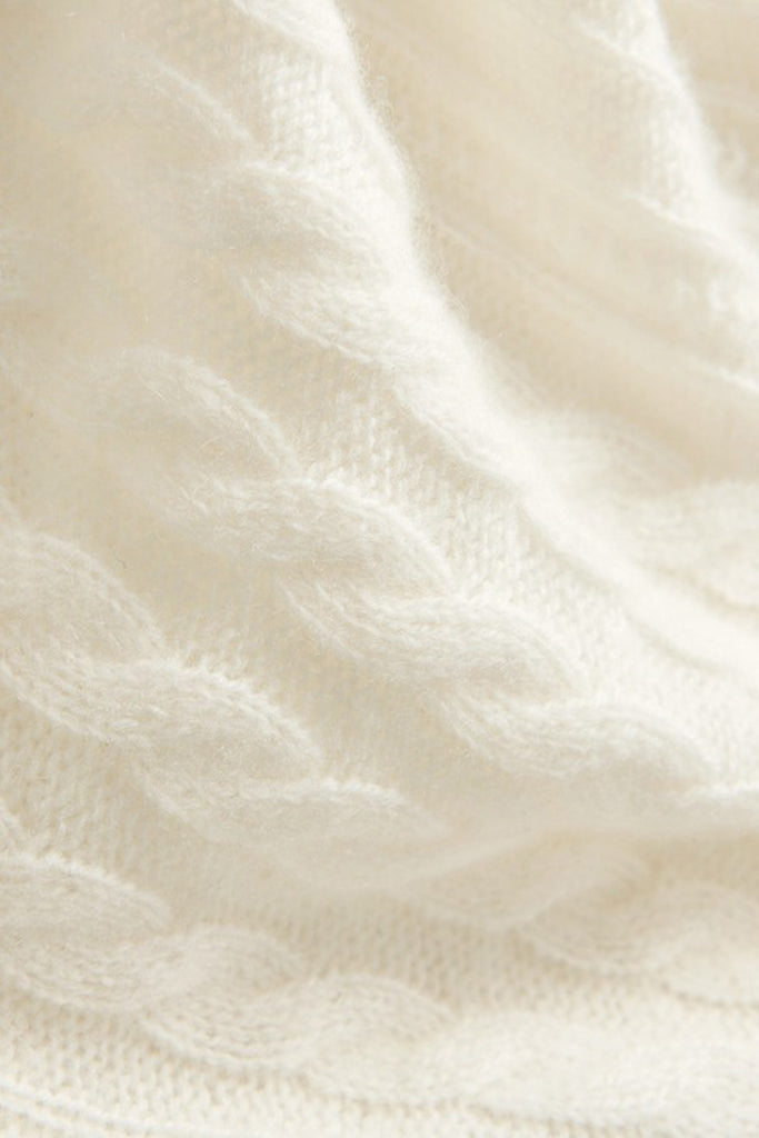 Ultrasoft Merino Wool Short-Sleeve Cable Sweater  Fibflx