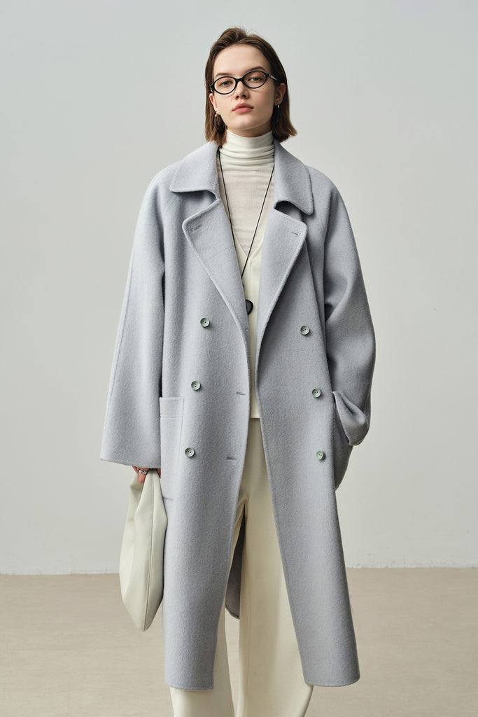 Minimalist Double-Breasted Wool-Cashmere Coat  Fibflx