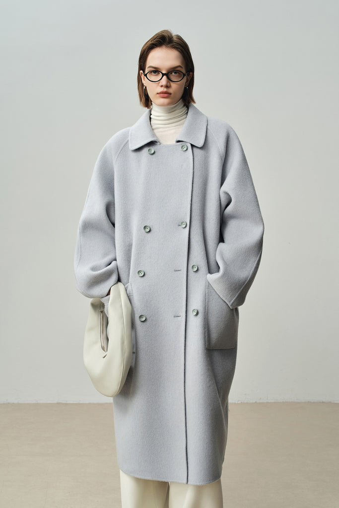 Minimalist Double-Breasted Wool-Cashmere Coat  Fibflx