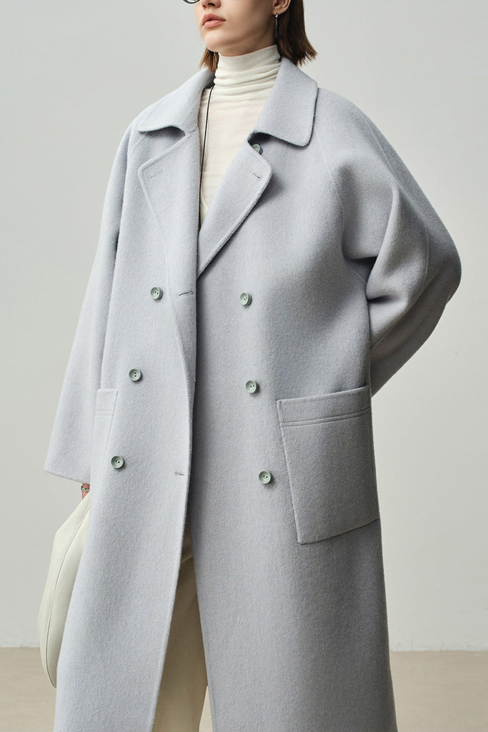 Minimalist Double-Breasted Wool-Cashmere Coat  Fibflx