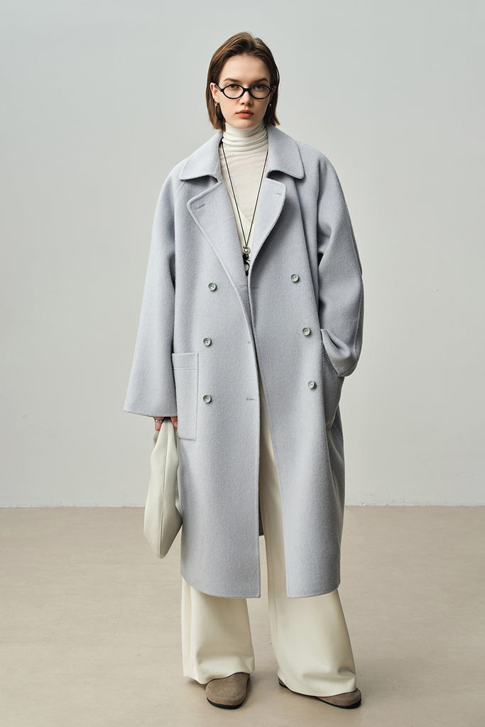 Minimalist Double-Breasted Wool-Cashmere Coat  Fibflx