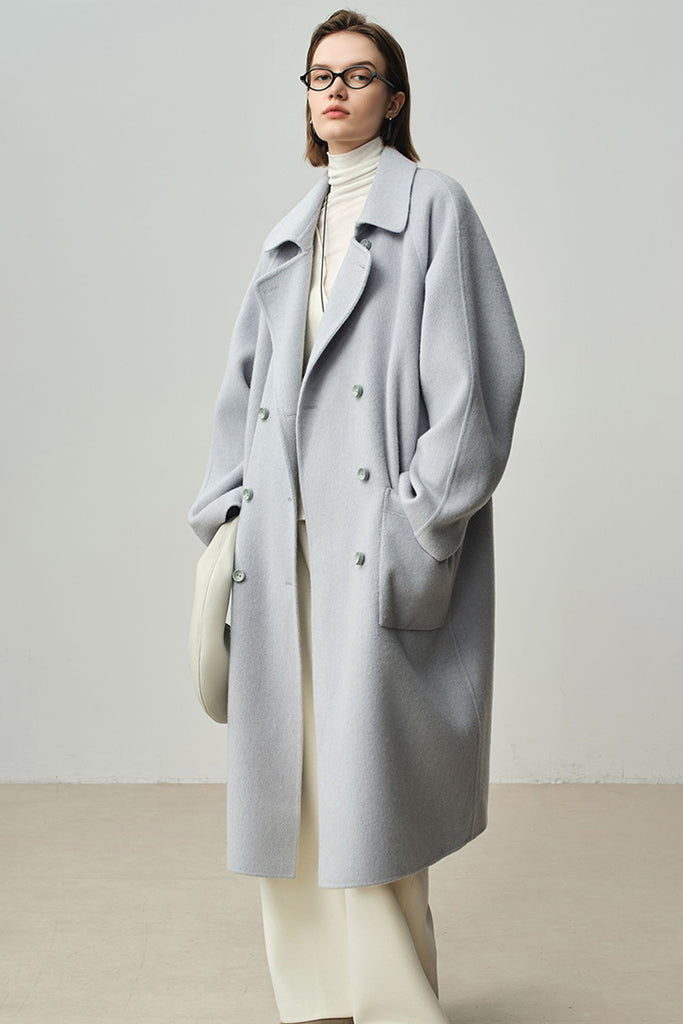 Minimalist Double-Breasted Wool-Cashmere Coat  Fibflx