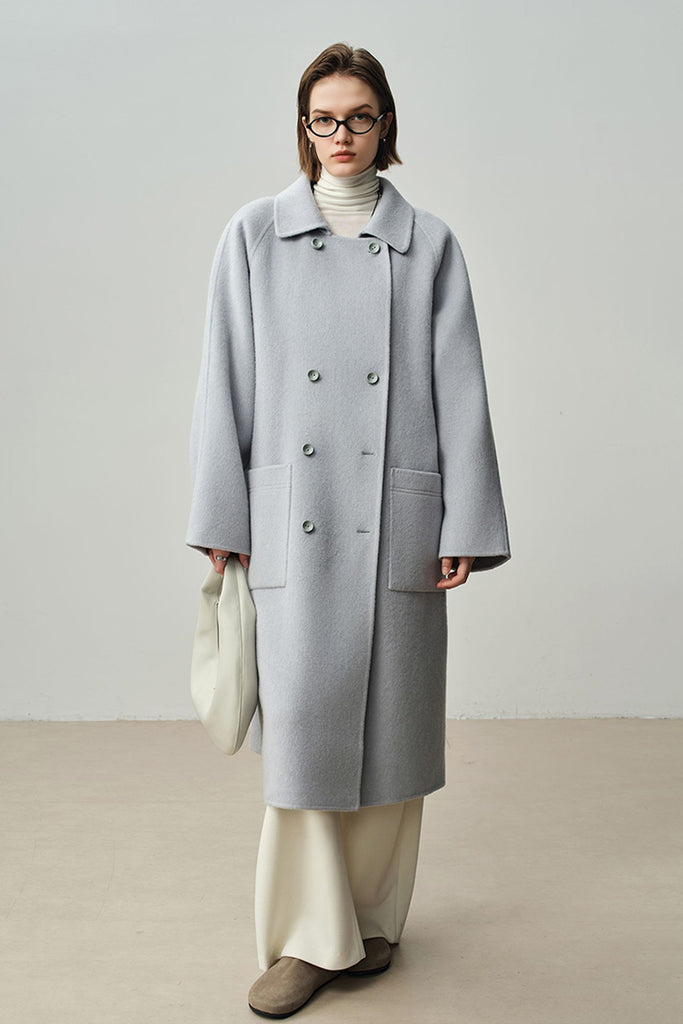 Minimalist Double-Breasted Wool-Cashmere Coat  Fibflx